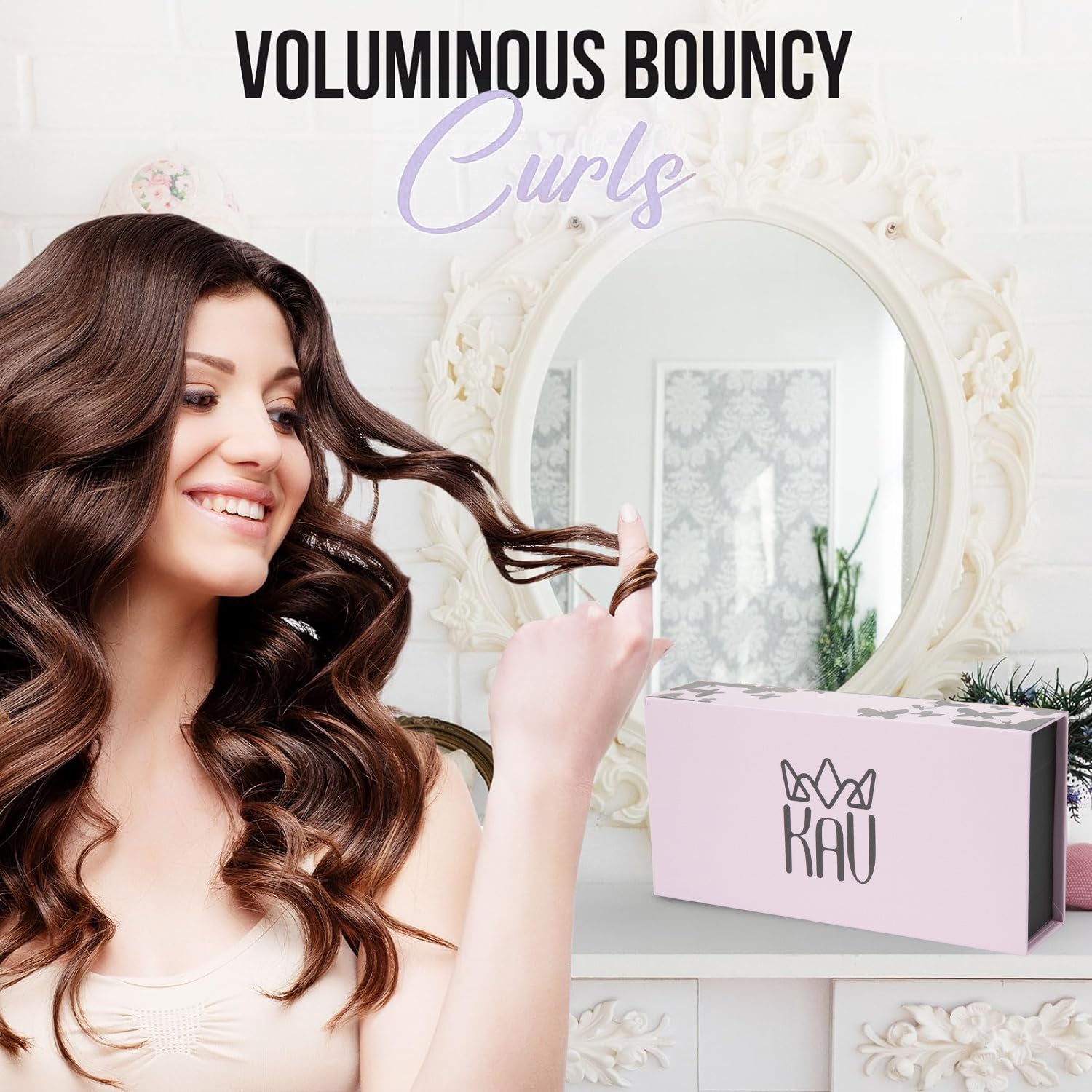 KAV Silk Heatless Curling Rod with Clip and Scrunchie Set, Shadow Black Heatless Hair Curler