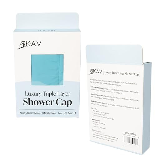 KAV Luxury Triple Layer Shower Caps - Blue