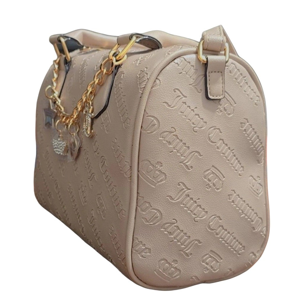 NWT Juicy Couture Not Your Babe Satchel - Embossed Cafe (Tan) - Cute Charms!