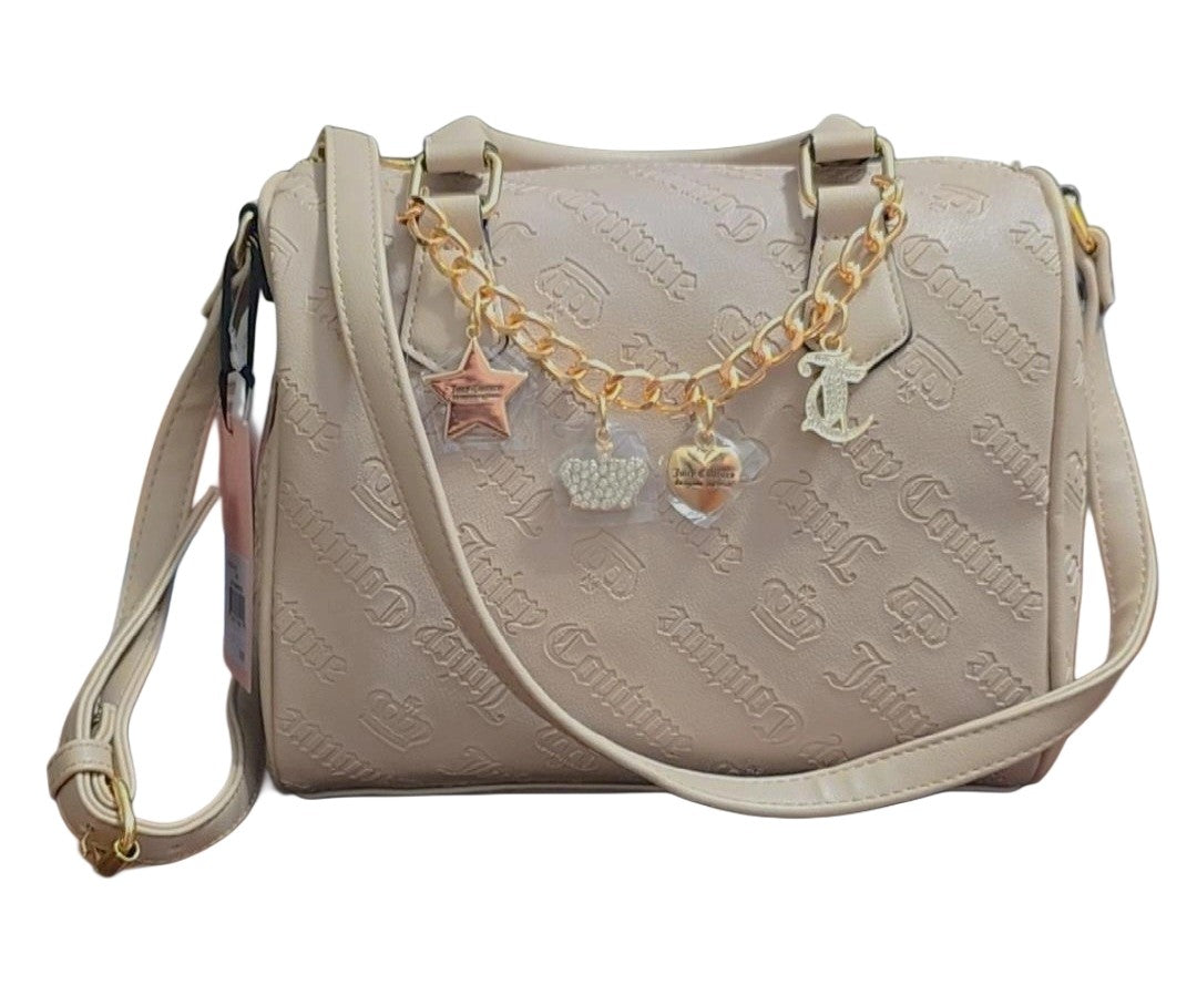 NWT Juicy Couture Not Your Babe Satchel - Embossed Cafe (Tan) - Cute Charms!
