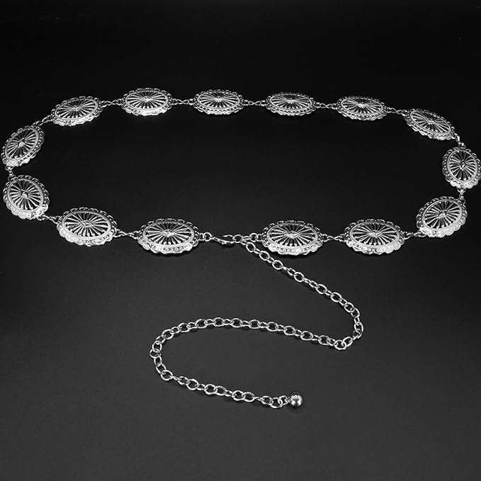 Silver Western Chain Concho Belt