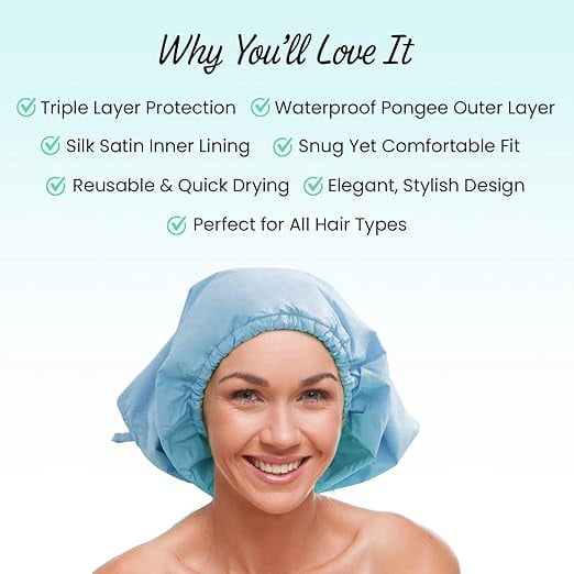 KAV Luxury Triple Layer Shower Caps - Blue