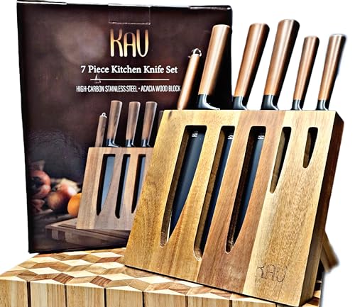 KAV 7pc Kitchen Knife Set with Sharpening Rod