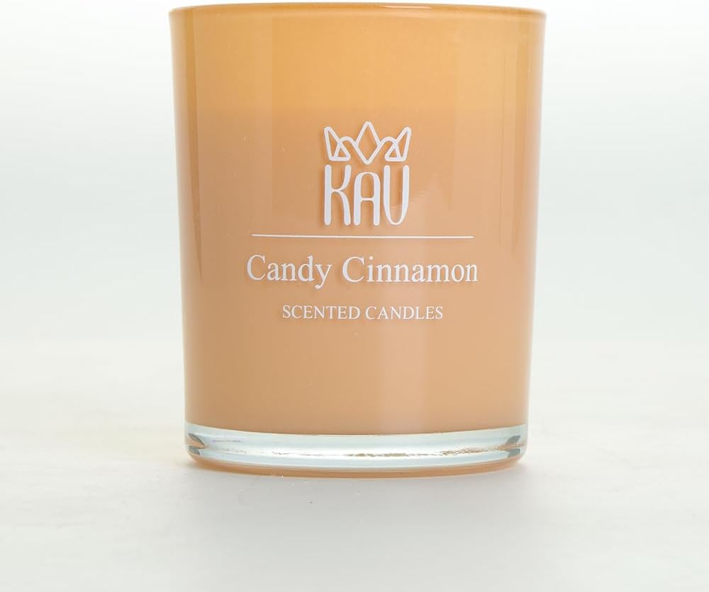 KAV Candy Cinnamon Scented Candles, Natural Soy Wax Blend Long Lasting Aroma Candles