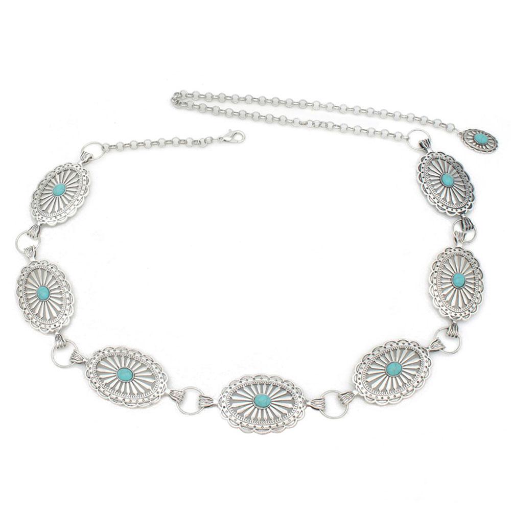 Black and Turquoise Western Concho Belt