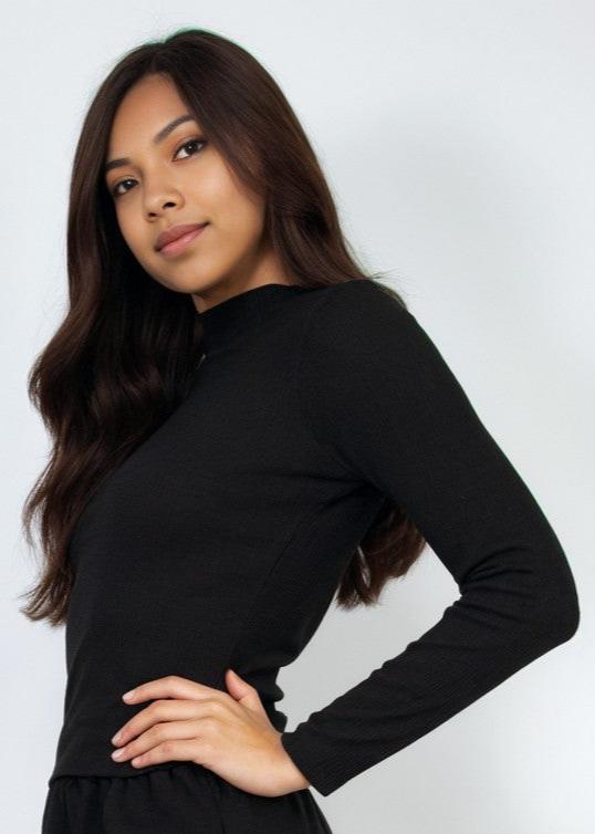 Ribbed Mock Neck Long Sleeve Top