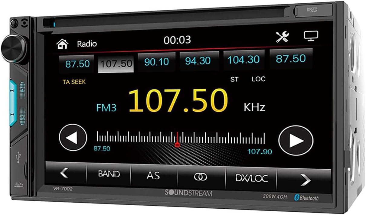 Soundstream VR-7002 2-DIN 7" DVD/CD Multimedia Headunit DVD, USB & Aux Inputs for Media Playback with Bluetooth Phone Calling & Audio Streaming