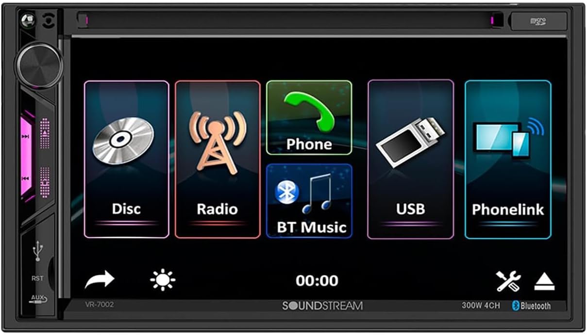 Soundstream VR-7002 2-DIN 7" DVD/CD Multimedia Headunit DVD, USB & Aux Inputs for Media Playback with Bluetooth Phone Calling & Audio Streaming