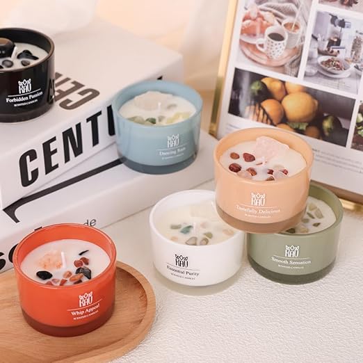 KAV 6 Pack Candles for Home Scented, Aromatherapy Soy Jar Candles Gifts for Her Women Citrus, Spring, Linen, Fruity, Sandalwood Scented Candles