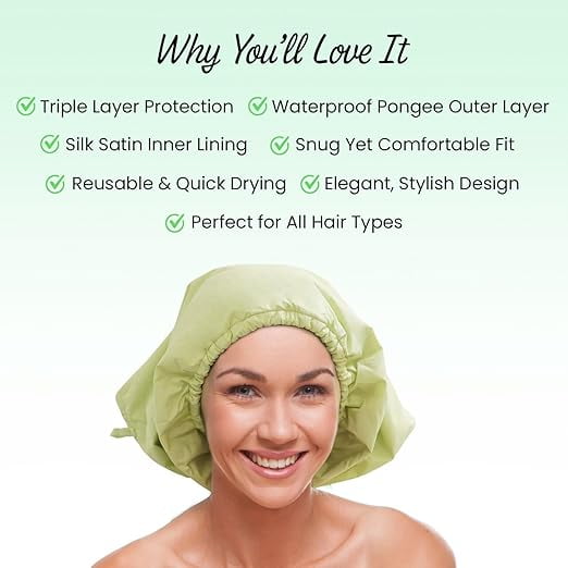 KAV Luxury Triple Layer Shower Caps - Green