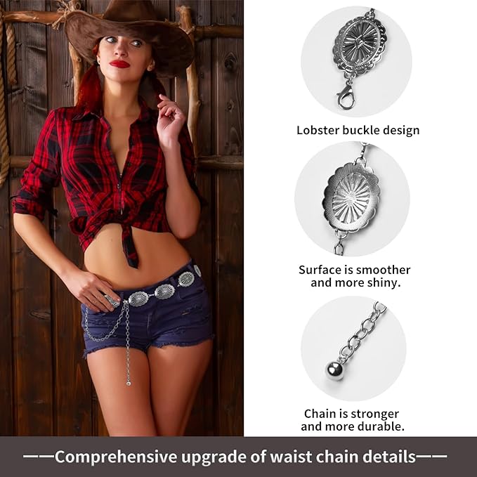 Silver Western Chain Concho Belt