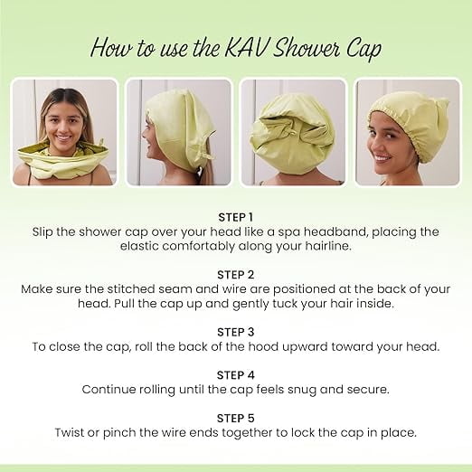 KAV Luxury Triple Layer Shower Caps - Green
