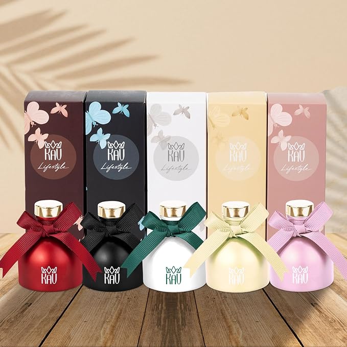 KAV Reed Diffuser Set, Aroma Scented Diffuser with Sticks, Aromatherapy Reed Oil Diffuser, Home Fragrance Gift for Bathroom Office Shelf Décor (Zen Passion)