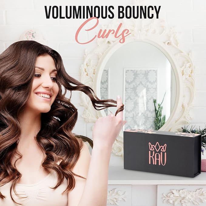 KAV Silk Heatless Curling Rod with Clip and Scrunchie Set, Rosegold Heatless Hair Curler