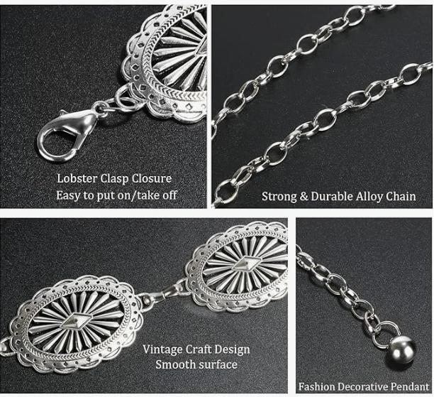 Silver Western Chain Concho Belt