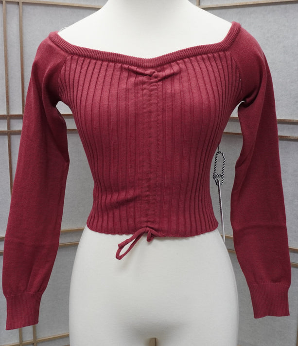 Drawstring Off Shoulder Crop Top/ Blouse