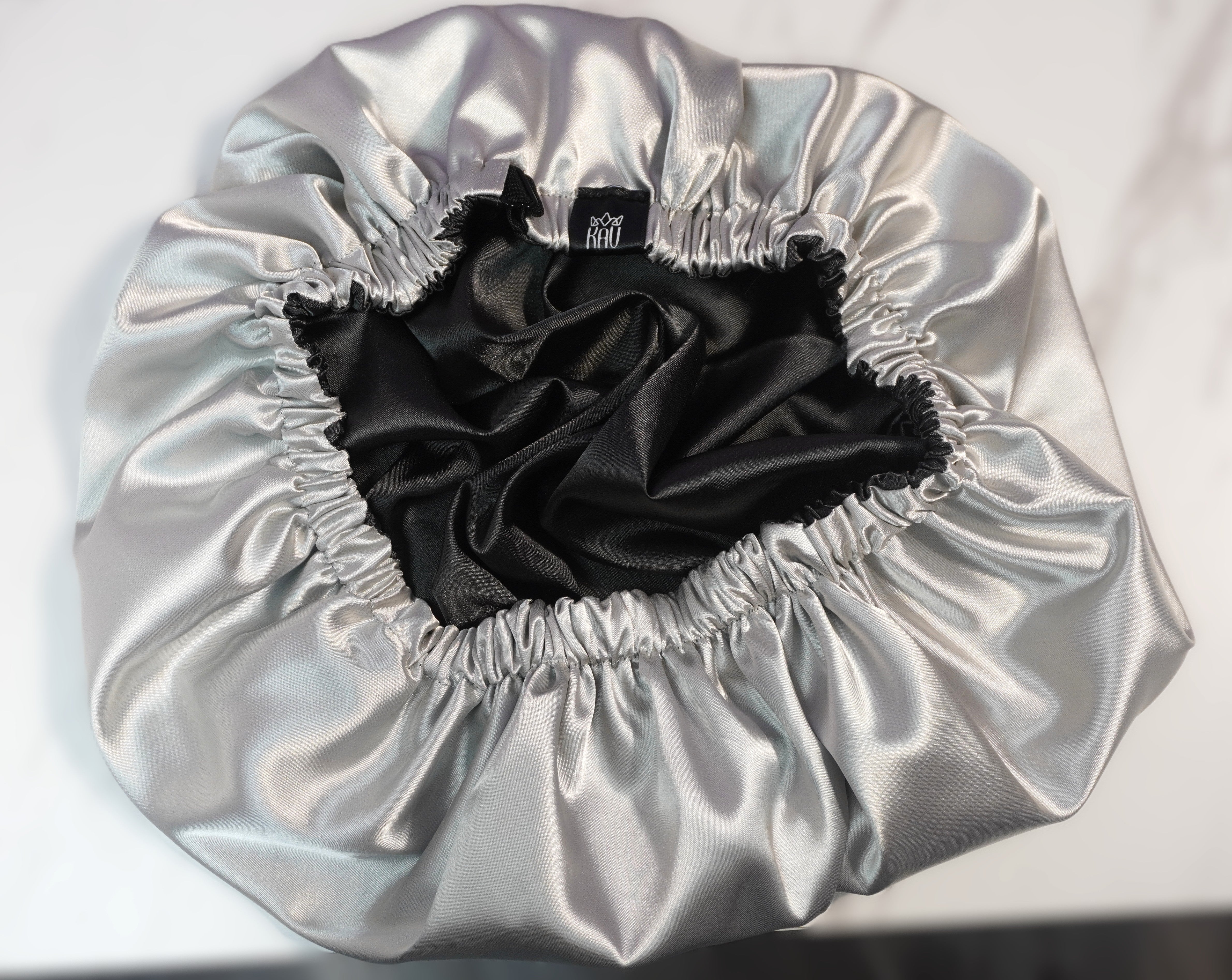 Satin Bonnet for Women, XL Reversable Beanie for Various Hair Types, Satin Sleeping Cap with Adjustable Strap, 2-Tone 2-Layer (Grey)