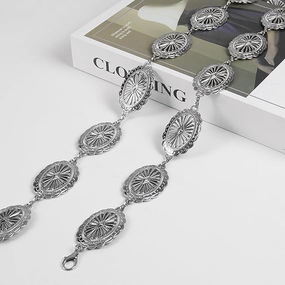 Silver Western Chain Concho Belt