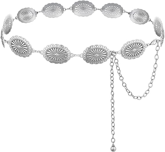 Silver Western Chain Concho Belt