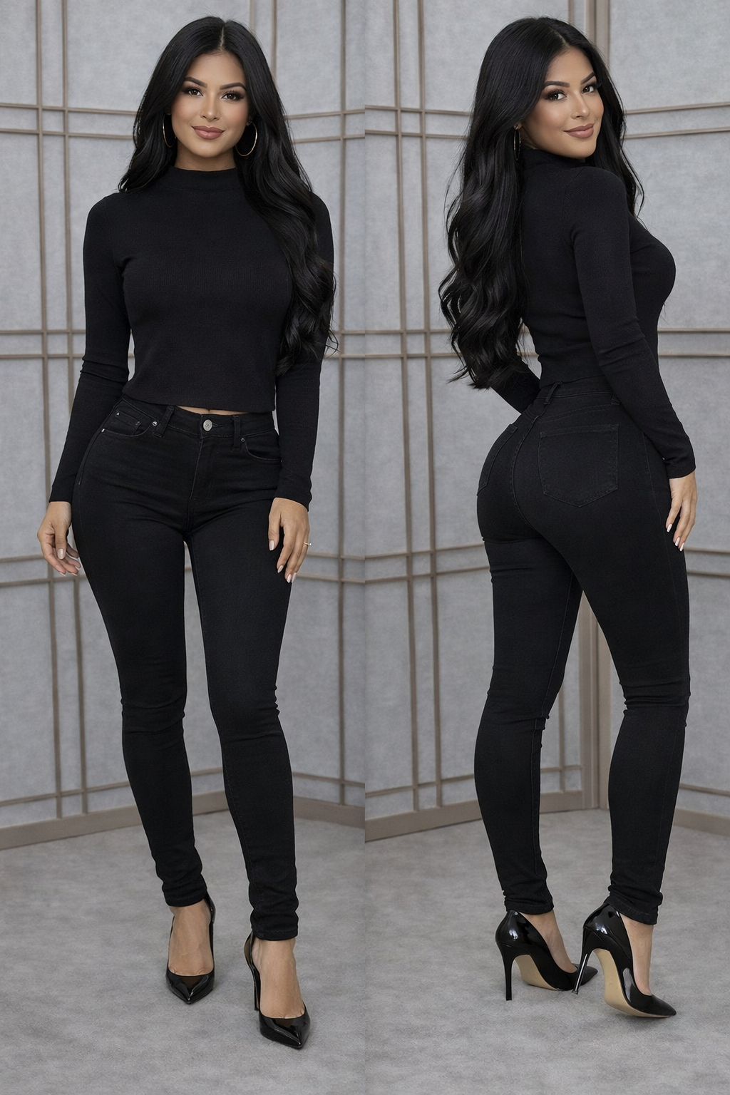 Ribbed Mock Neck Long Sleeve Top