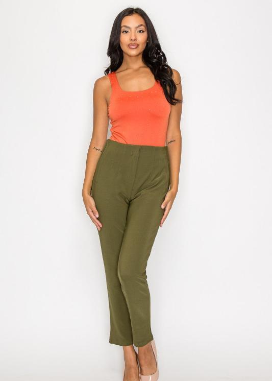Rhinestones Scoop-Cut Back Sleeveless Bodysuit