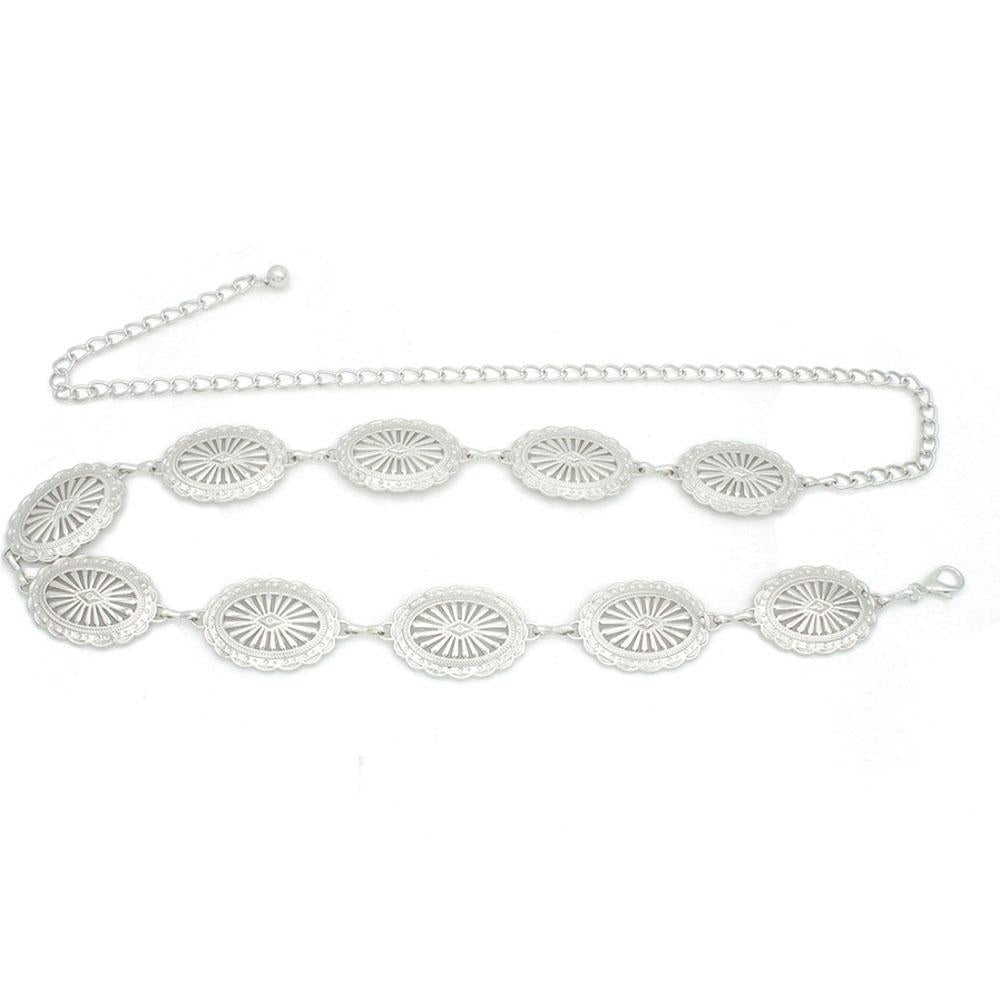 Silver Western Chain Concho Belt