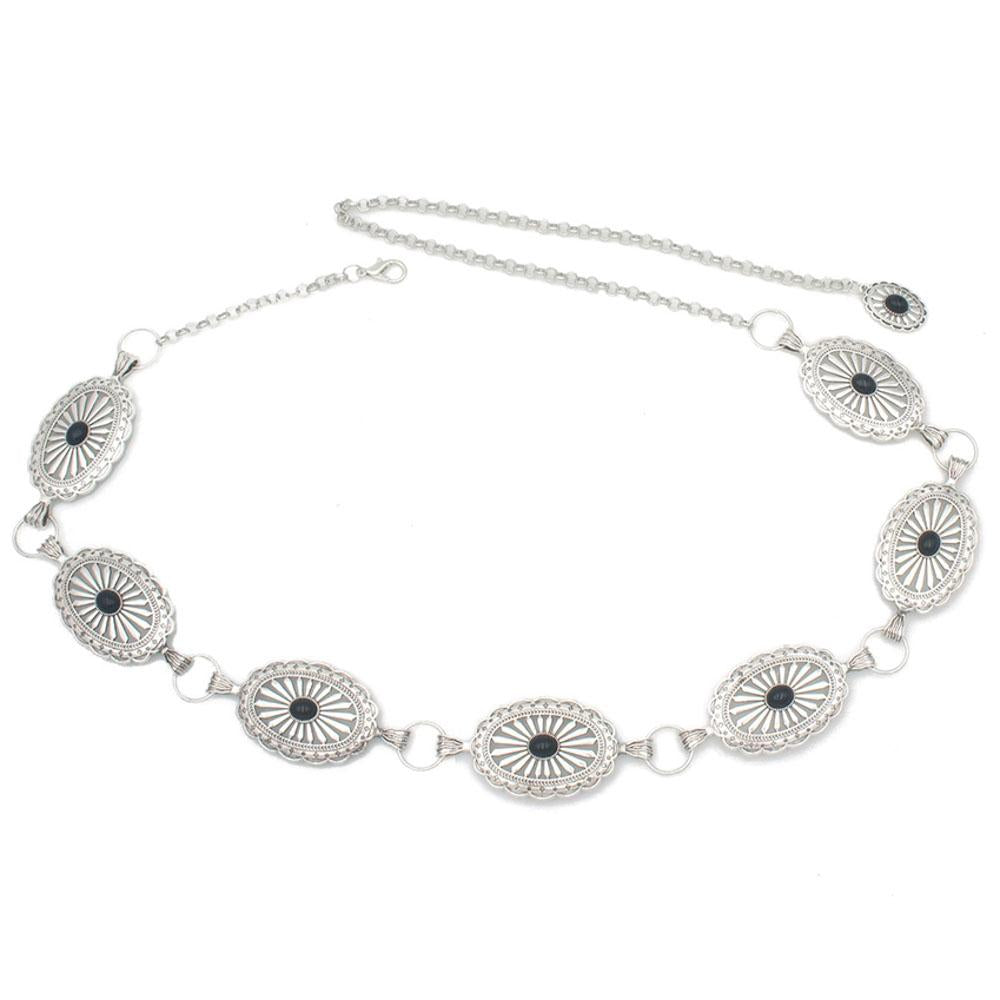 Silver and Black Western Concho Belt