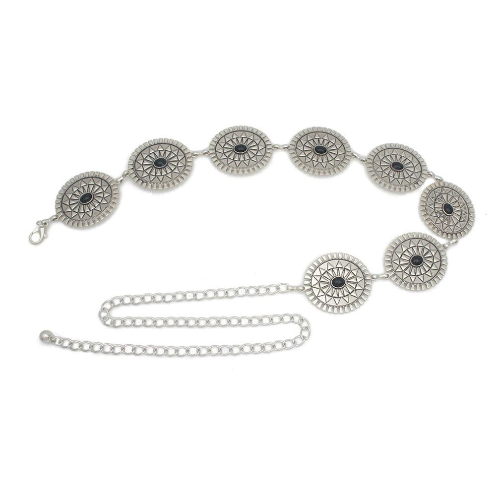 Silver and Black Oval Western belt