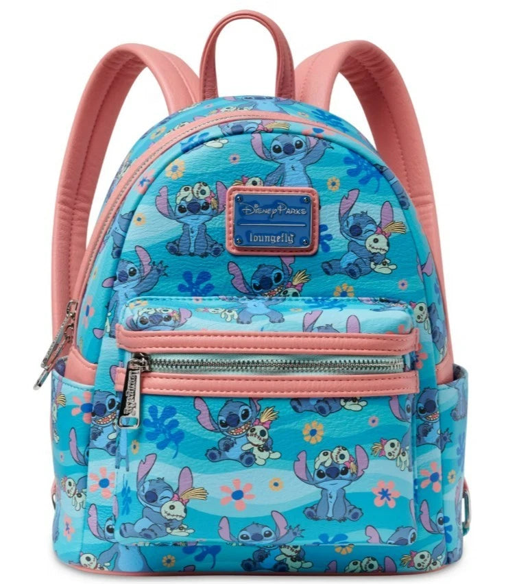 Disney parks Stitch Loungefly Mini Blue Backpack – Lilo & Stitch with Scrump