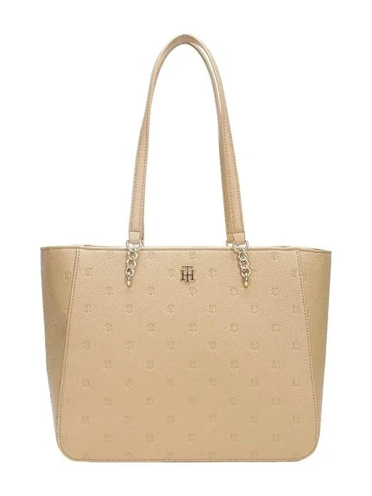 Tommy Hilfiger Store Logo Black Polyurethane Tote Bag