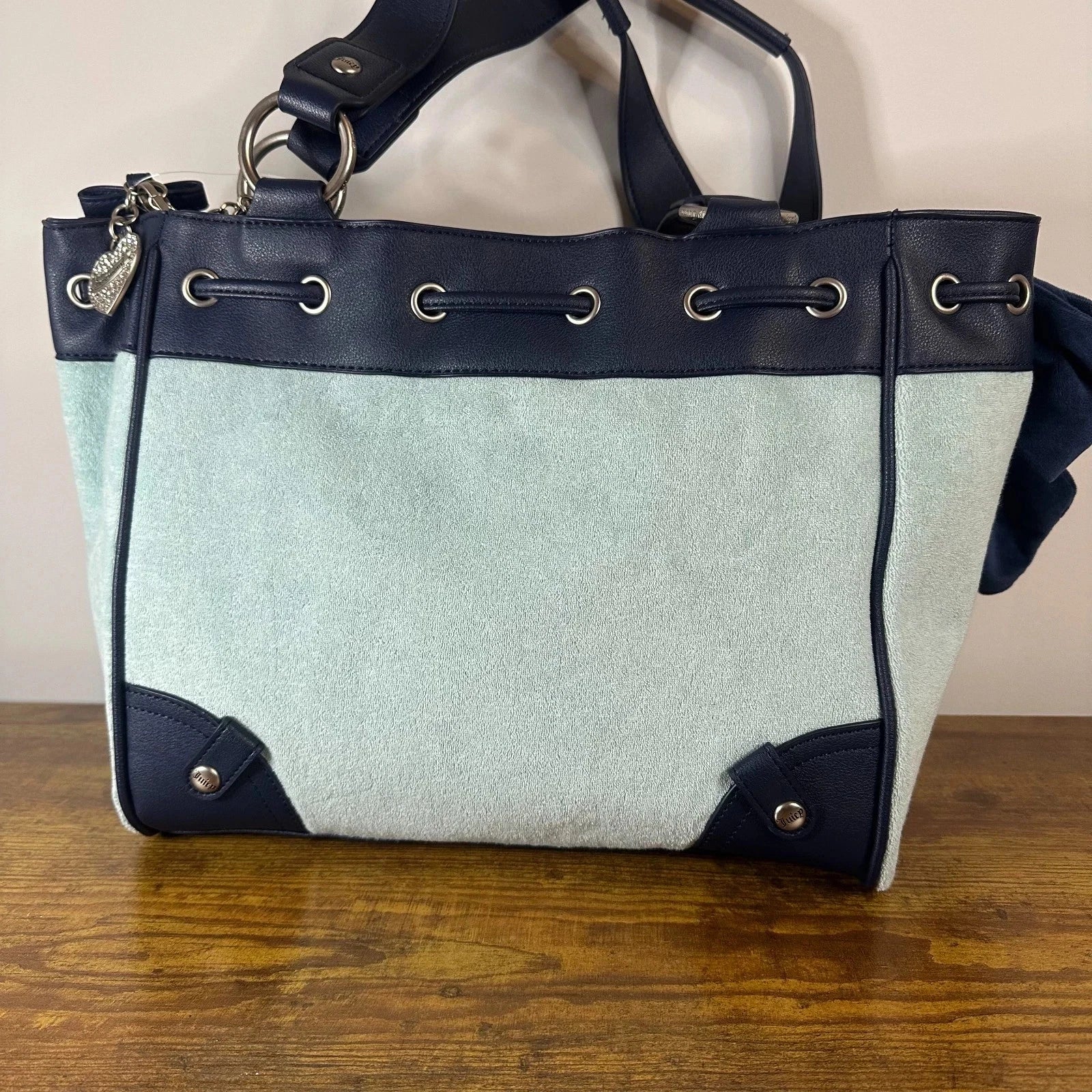 New Juicy Couture Lovers Club Daydreamer Tote Pastel Turquoise Blue Y2K Handbag