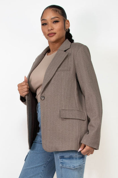 Single-Breasted Herringbone Notch Jacket