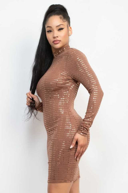 Open-Back Sequin Slinky Bodycon Dress / Rhinestone Dress