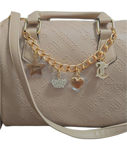 NWT Juicy Couture Not Your Babe Satchel - Embossed Cafe (Tan) - Cute Charms!