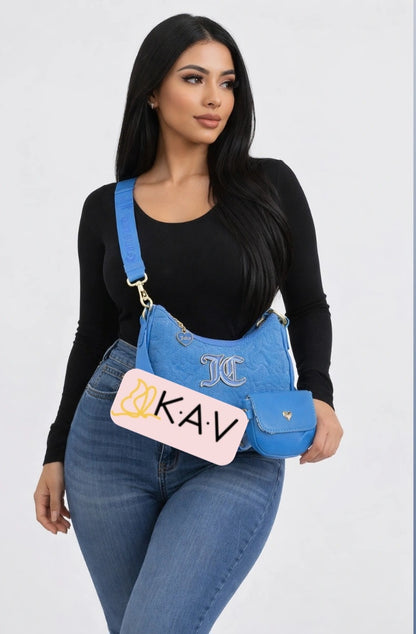 Juicy Couture Pink League Hobo Crossbody - Denim (Blue)