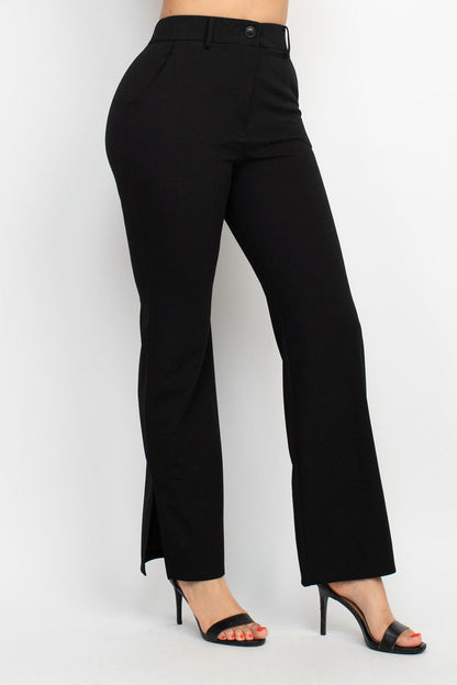 Elastic Back Side Slit Pants / Office wear pants