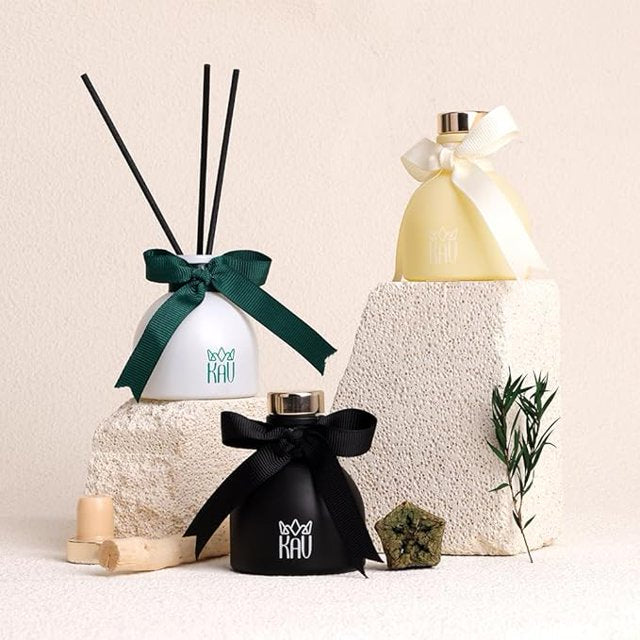 KAV KAV Reed Diffuser Set, Aroma Scented Diffuser with Sticks, Aromatherapy Reed Oil Diffuser, Home Fragrance Gift for Bathroom Office Shelf Décor (Shadow Musk)