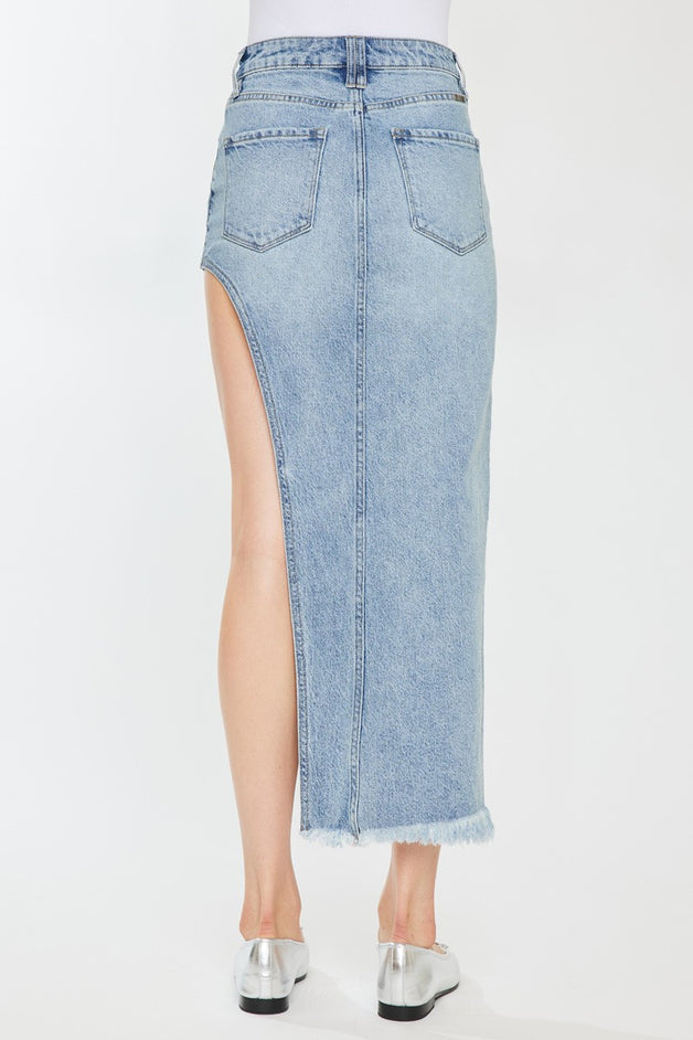 Crossover Side Jean Curve Maxi Skirt