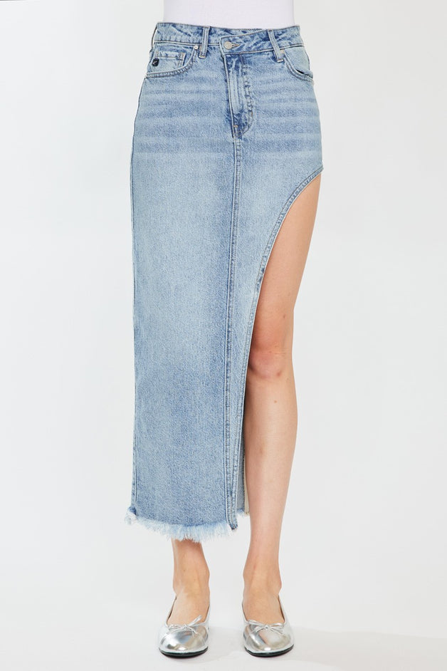 Crossover Side Jean Curve Maxi Skirt