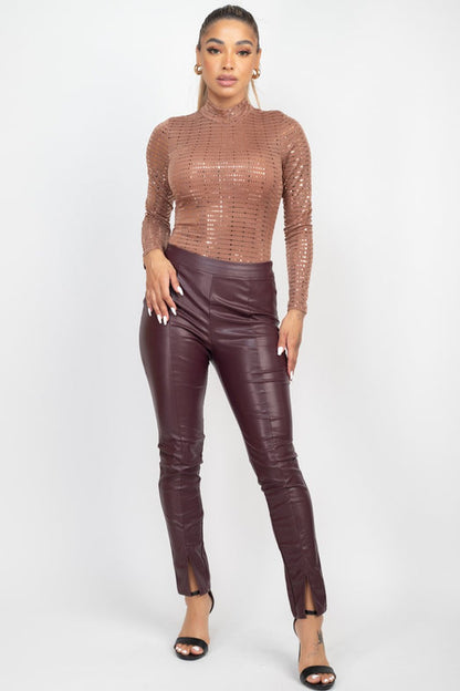 Sheer Mesh Studded Bodysuit/ Rhinestones/ Fashion
