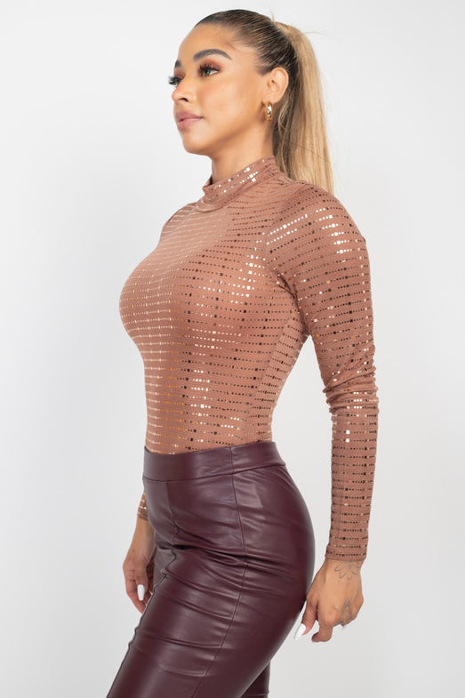Sheer Mesh Studded Bodysuit/ Rhinestones/ Fashion