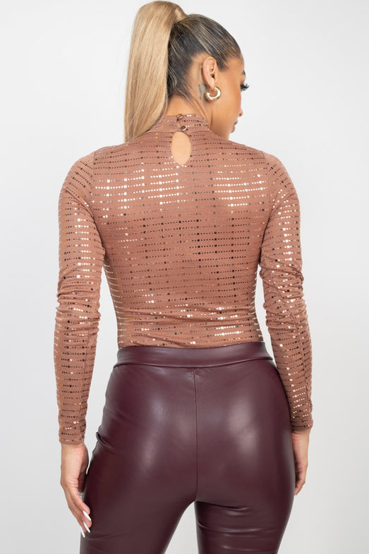 Sheer Mesh Studded Bodysuit/ Rhinestones/ Fashion