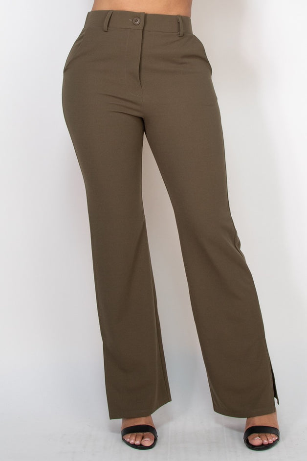 Elastic Back Side Slit Pants / Office wear pants