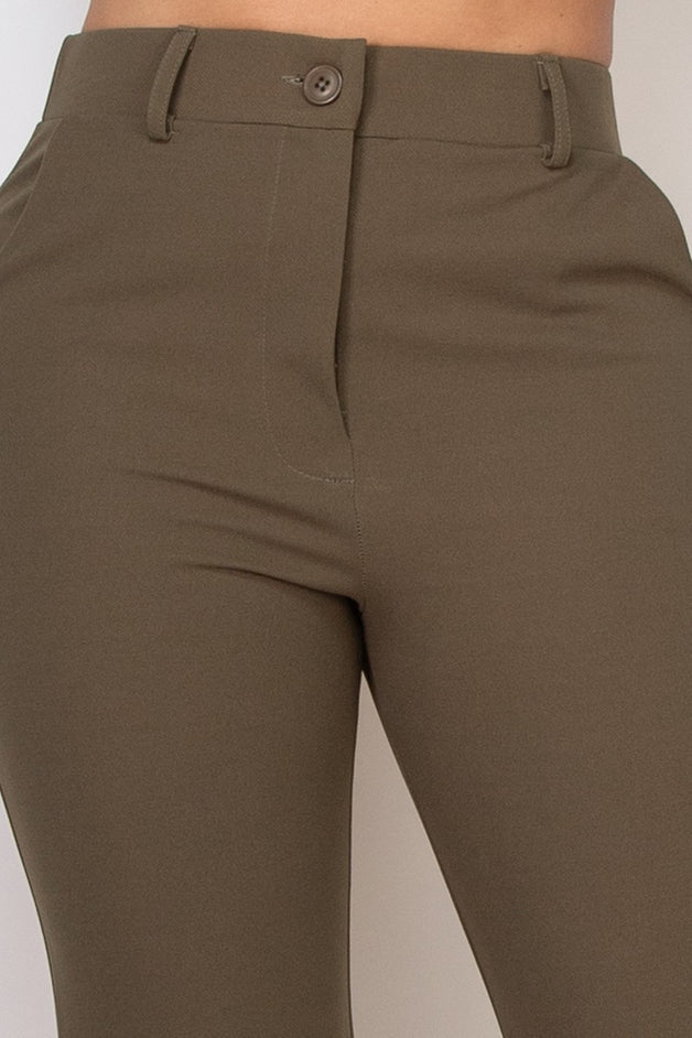 Elastic Back Side Slit Pants / Office wear pants