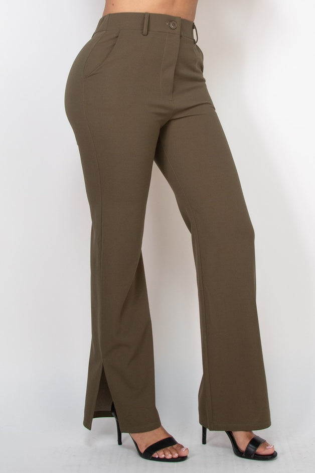 Elastic Back Side Slit Pants / Office wear pants
