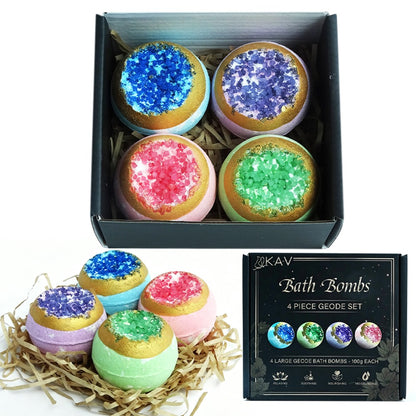 KAV 4-Piece Geode Bath Bomb Gift Set