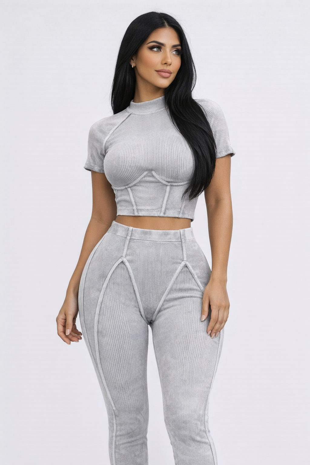 Washed Sport Set / Leggings and Crop Top