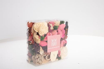 KAV Potpourri Dry Flower Petal Scented Mix for All Seasons and Holidays, Clear Box 14oz Mix - Home Fragrance Aroma Filler for Bowls, Dishes and Vases, Home Décor Dried Petals and Oil - Pink