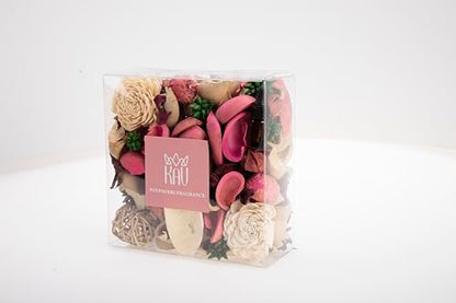 KAV Potpourri Dry Flower Petal Scented Mix for All Seasons and Holidays, Clear Box 14oz Mix - Home Fragrance Aroma Filler for Bowls, Dishes and Vases, Home Décor Dried Petals and Oil - Pink