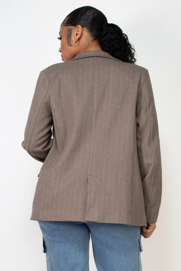Single-Breasted Herringbone Notch Jacket